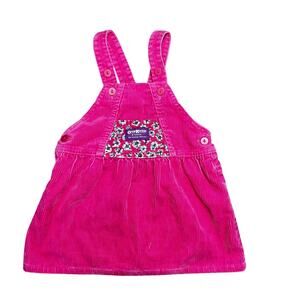 Vintage Osh Kosh B'Gosh Pink Floral overall corduroy dress girl size 24 months